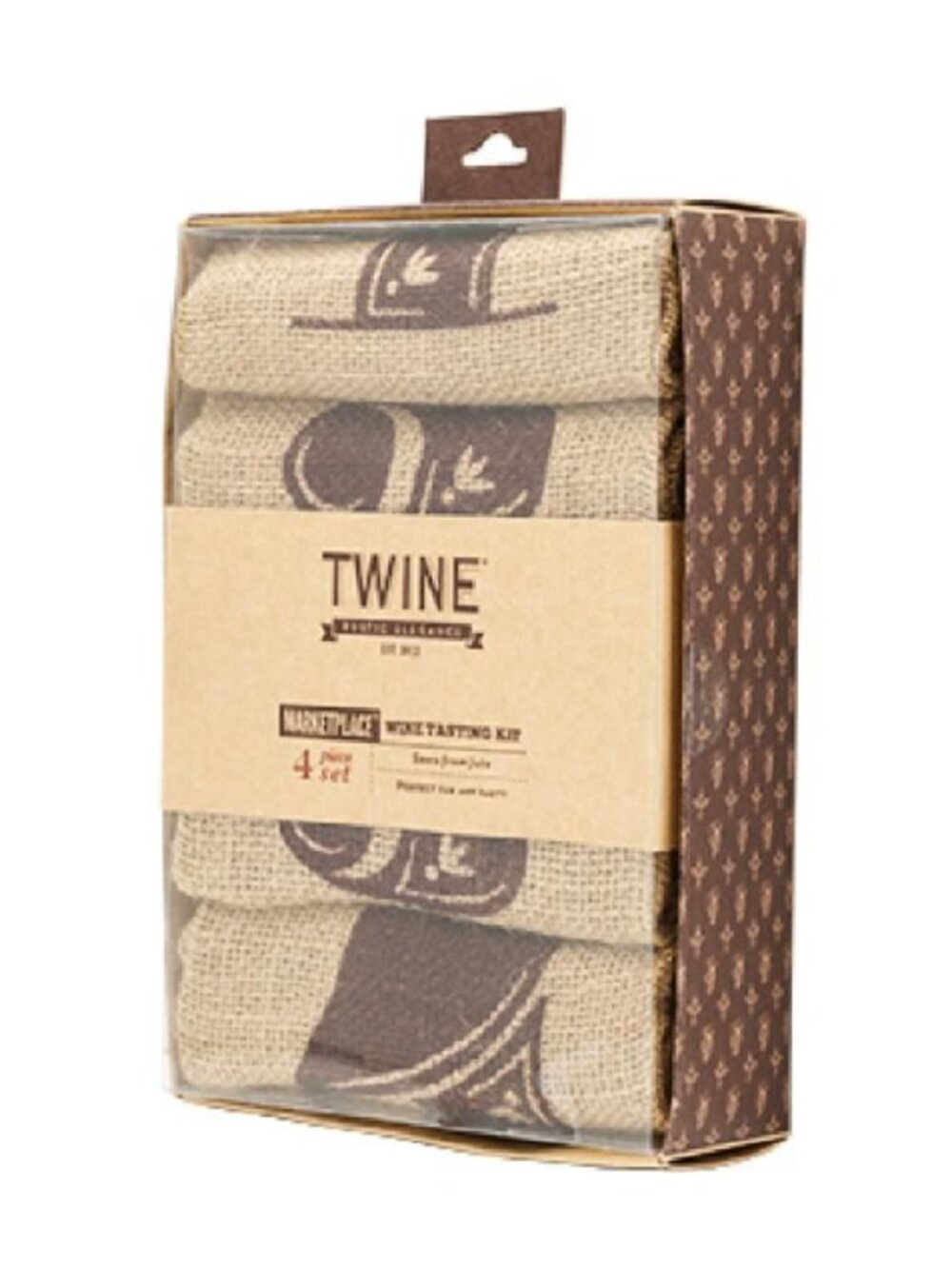 Twine Living Blind Wine Tasting Kit Numbered Burlap Wine Bags Set of 4 NEW